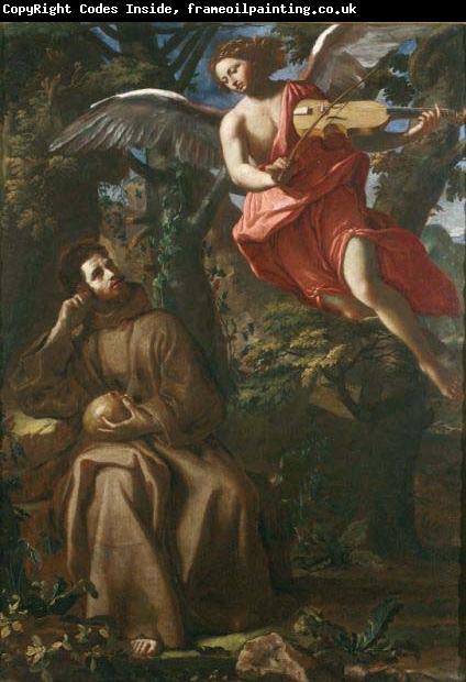 Francesco Cozza Saint Francis consoled by an Angel